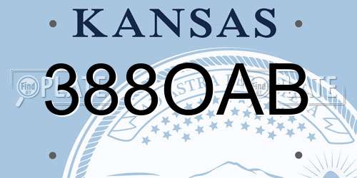 388OAB Kansas License Plate