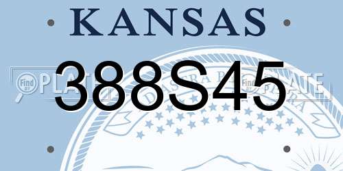 388S45 Kansas License Plate