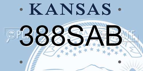 388SAB Kansas License Plate