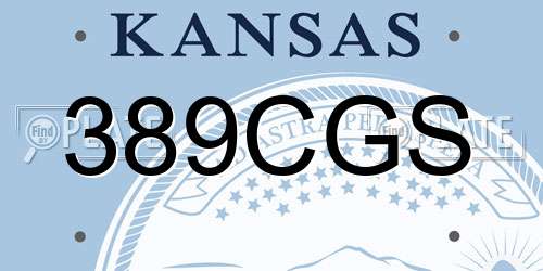 389CGS Kansas License Plate