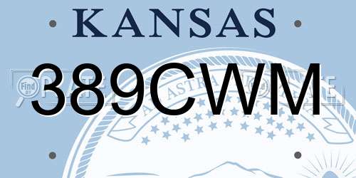 389CWM Kansas License Plate