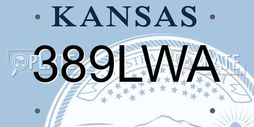 389LWA Kansas License Plate