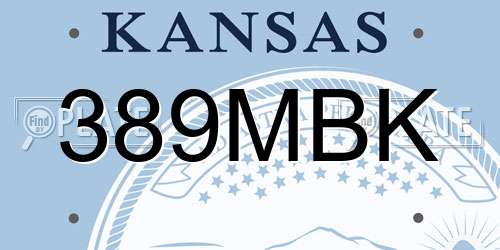 389MBK Kansas License Plate