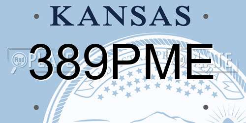 389PME Kansas License Plate