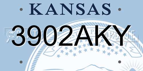 3902AKY Kansas License Plate
