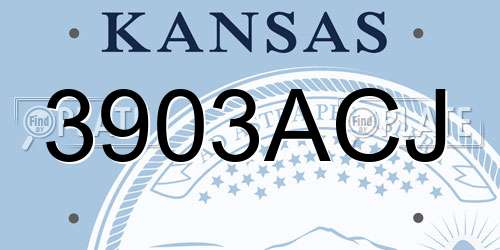 3903ACJ Kansas License Plate