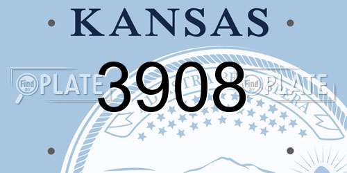 3908 Kansas License Plate