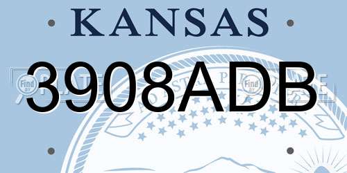 3908ADB Kansas License Plate
