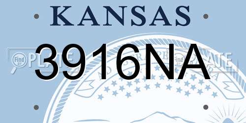 3916NA Kansas License Plate