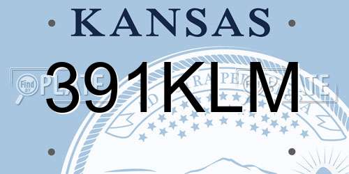 391KLM Kansas License Plate