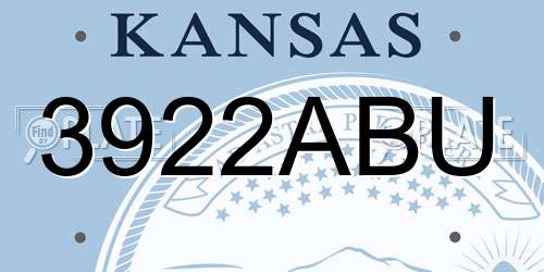 3922ABU Kansas License Plate