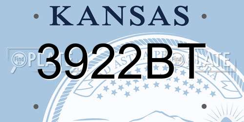 3922BT Kansas License Plate