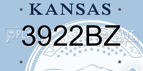 3922BZ Kansas License Plate