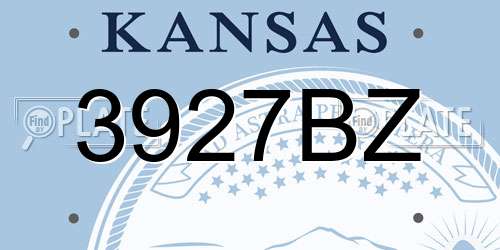 3927BZ Kansas License Plate