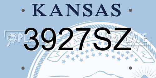 3927SZ Kansas License Plate