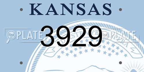 3929 Kansas License Plate