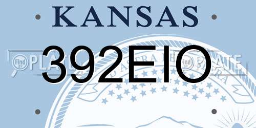 392EIO Kansas License Plate