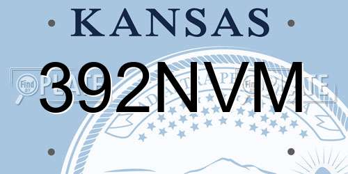 392NVM Kansas License Plate