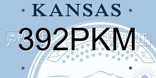 392PKM Kansas License Plate