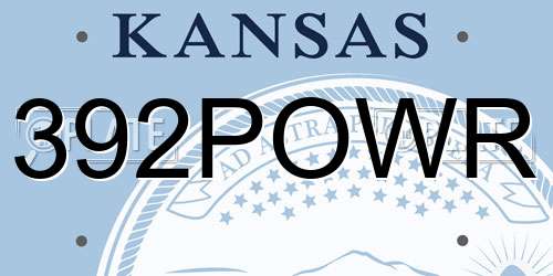 392POWR Kansas License Plate