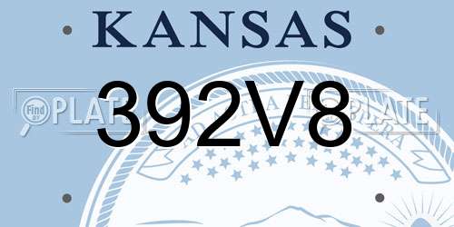 392V8 Kansas License Plate