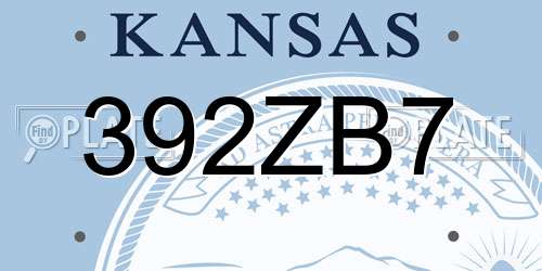 392ZB7 Kansas License Plate