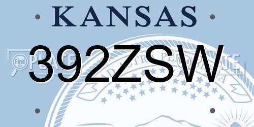 392ZSW Kansas License Plate