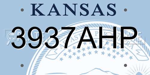 3937AHP Kansas License Plate