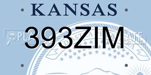 393ZIM Kansas License Plate