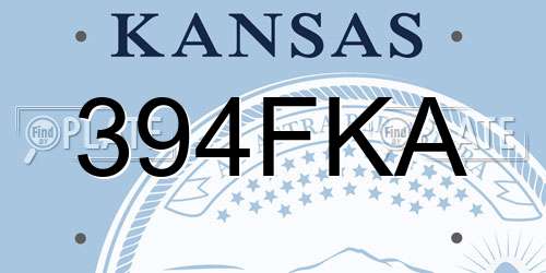 394FKA Kansas License Plate