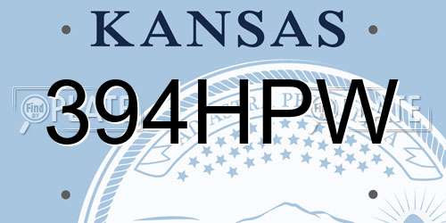 394HPW Kansas License Plate