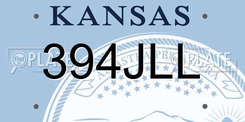 394JLL Kansas License Plate