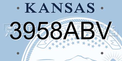 3958ABV Kansas License Plate