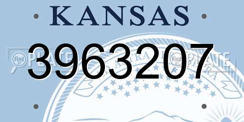 3963207 Kansas License Plate