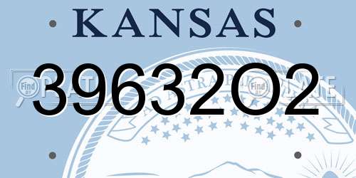 39632O2 Kansas License Plate