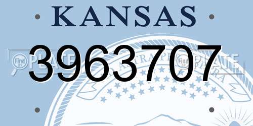 3963707 Kansas License Plate