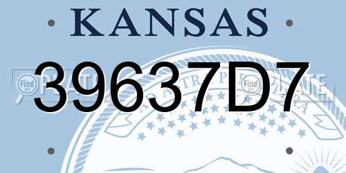 39637D7 Kansas License Plate
