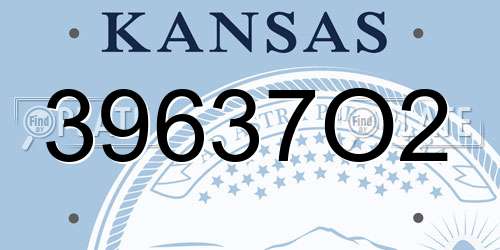 39637O2 Kansas License Plate