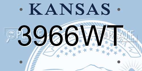 3966WT Kansas License Plate