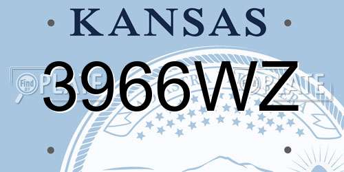 3966WZ Kansas License Plate