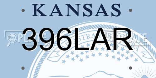 396LAR Kansas License Plate