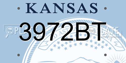 3972BT Kansas License Plate