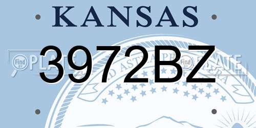 3972BZ Kansas License Plate