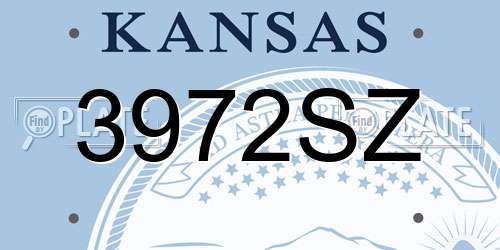 3972SZ Kansas License Plate