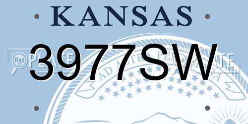 3977SW Kansas License Plate