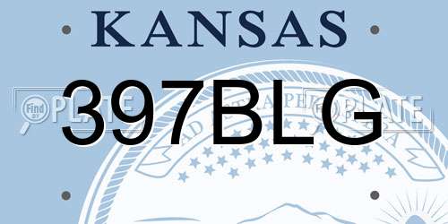 397BLG Kansas License Plate