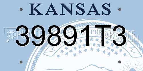 39891T3 Kansas License Plate