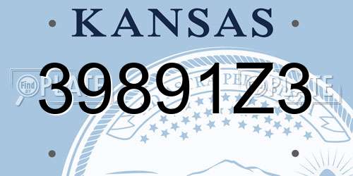 39891Z3 Kansas License Plate