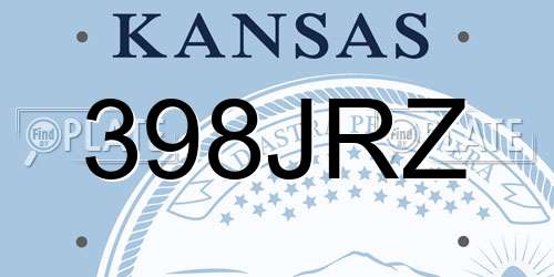 398JRZ Kansas License Plate