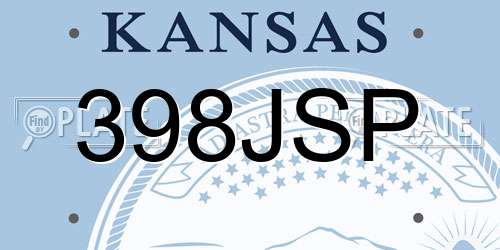 398JSP Kansas License Plate